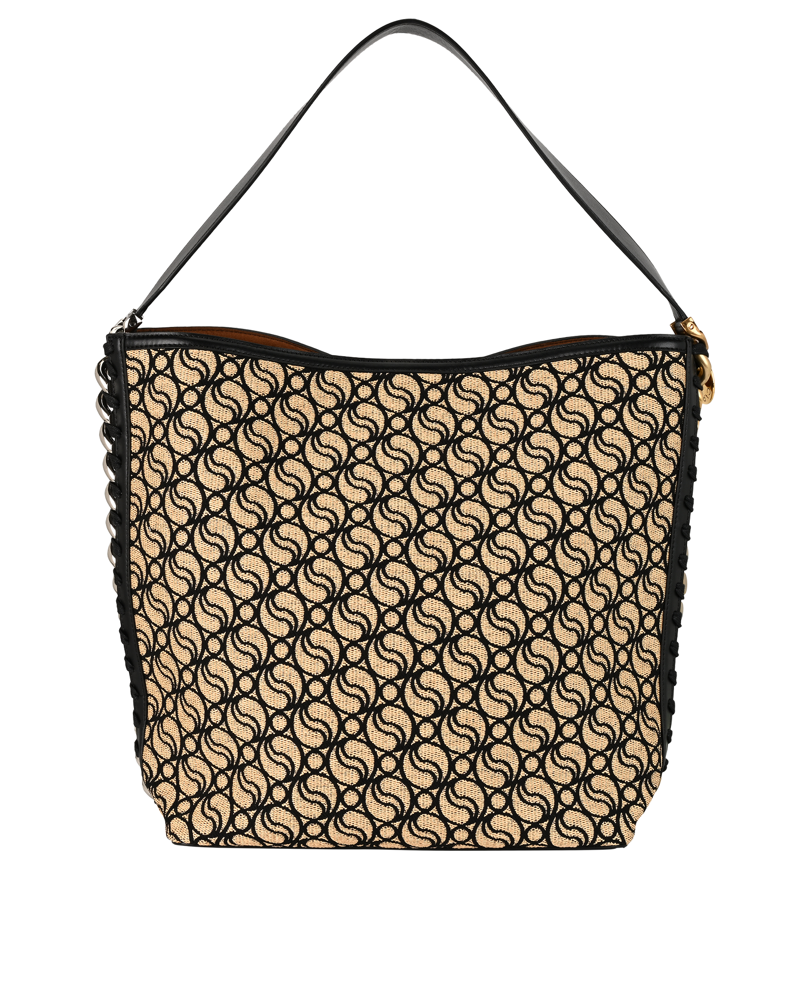 Frayme Tote, &pound;350, Handbags, Beige/Black, Canvas/Faux Leather, Back view